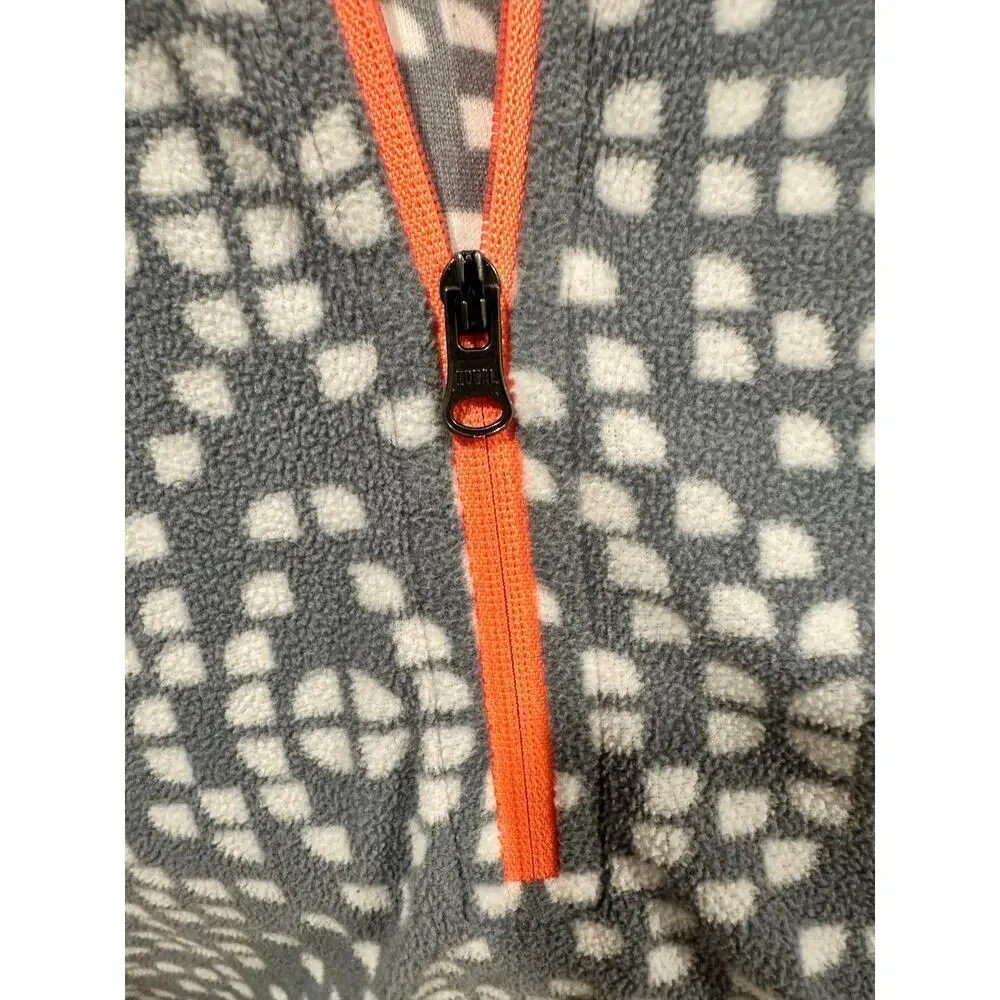 Columbia 1/4 zip fleece pullover jacket  geometric grey/white women size large